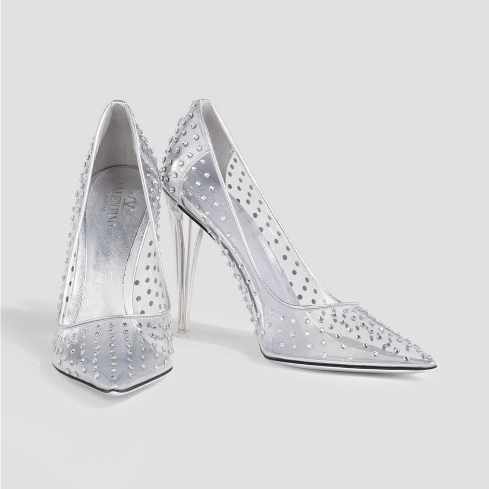 VALENTINO GARAVANI
Rockstud Embellished Stiletto PVC Pumps Size 40